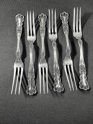 6 Antique Gorham Sterling Silver Buttercup Strawberry Forks 4 1/2 " No Mono