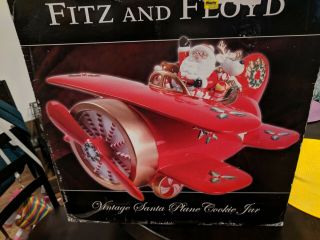 Fitz And Floyd Vintage Christmas Santa Plane Cookie Jar.  Is.