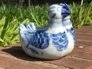 Antique Chinese Blue And White figural BIRD CENSER DUCK INCENSE SCULPTURE STATUE 2