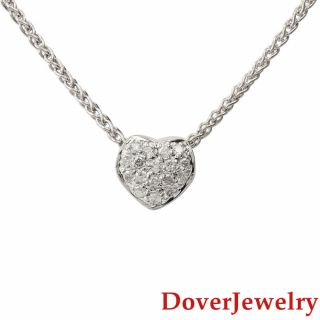 Estate Diamond 14k White Gold Heart Sliding Pendant Chain Necklace 5.  7 Grams Nr