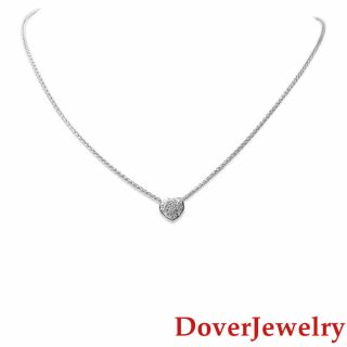 Estate Diamond 14K White Gold Heart Sliding Pendant Chain Necklace 5.  7 Grams NR 2