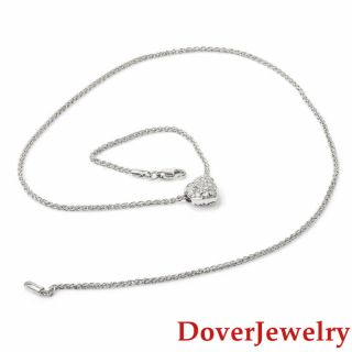 Estate Diamond 14K White Gold Heart Sliding Pendant Chain Necklace 5.  7 Grams NR 3
