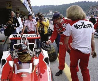 Very rare Marlboro McLaren 1976/77 World Championship pit crew shirt.  James Hunt 10
