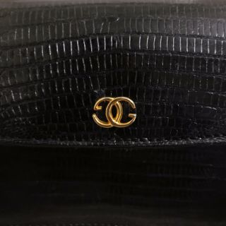 RARE Vintage Gucci Tom Ford GG Logo Black Gold Lizard Crossbody WOC Shoulder Bag 2