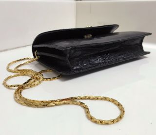 RARE Vintage Gucci Tom Ford GG Logo Black Gold Lizard Crossbody WOC Shoulder Bag 9