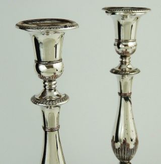 MATTHEW BOULTON George III OLD SHEFFIELD PLATE CANDLESTICKS c1800 12 Inches 6