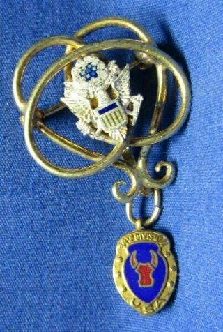 Wwii Sterling 34th Infantry Regiment Home Front Sweetheart Pin