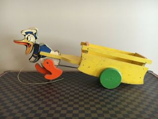 EXTREMELY RARE Vintage 1930 ' s Fisher Price Trotting Donald Duck 741 - Complete 2