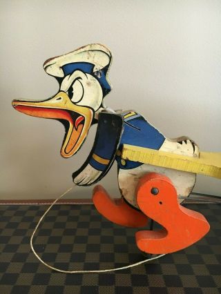 EXTREMELY RARE Vintage 1930 ' s Fisher Price Trotting Donald Duck 741 - Complete 4
