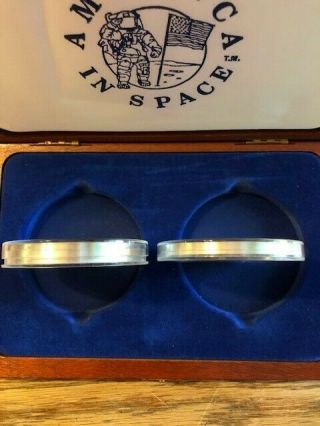 1988 AMERICA IN SPACE EXTREMELY RARE WOODEN BOXED SET 12 & 6 OZ PURE SILVER SET 12