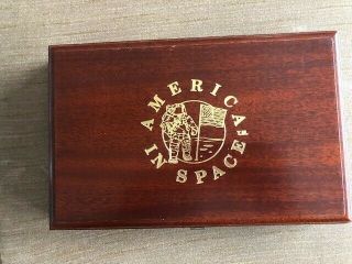 1988 AMERICA IN SPACE EXTREMELY RARE WOODEN BOXED SET 12 & 6 OZ PURE SILVER SET 2