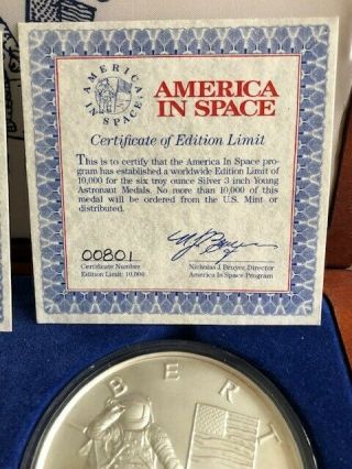 1988 AMERICA IN SPACE EXTREMELY RARE WOODEN BOXED SET 12 & 6 OZ PURE SILVER SET 5