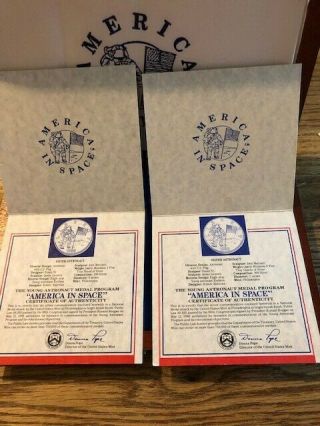 1988 AMERICA IN SPACE EXTREMELY RARE WOODEN BOXED SET 12 & 6 OZ PURE SILVER SET 7