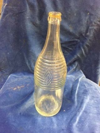 Vintage Diamond Ginger Ale Clear Bottle Heavy Glass Diamond Design - Item No 202
