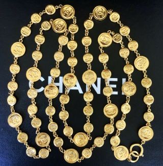 Rare Xxlong 72 " Chanel Cc Logo Necklace 69 Cc Chanel Logos Vintage Jewelry