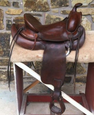 Rare Edward H.  Bohlin Leather Saddle With Rope Tooling With 15 " Seat