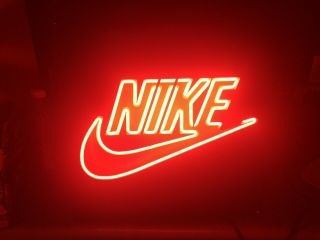 Nike Vintage 1990s Framed Neon Light Store Display Sign Swoosh Authentic