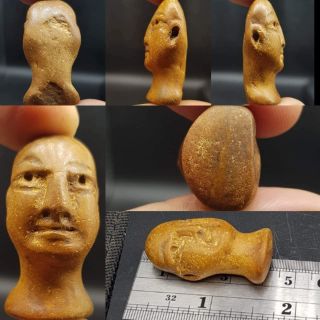 Very Old Rare Unique Backtrian Stone Head Face 41