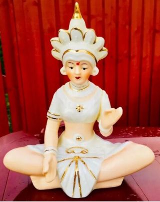 China/thai Colored Porcelain Kwan - Yin Guanyin Quan Yin Goddess Praying Statue