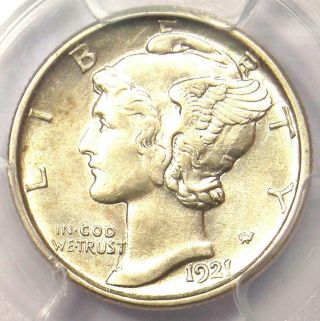 1921 - D Mercury Dime 10c Coin - Pcgs Au55 - Rare Key Date - $1,  350 Value