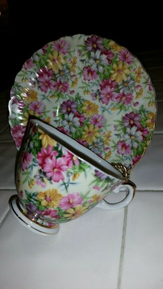 Vintage Inarco Chintz Floral Cup & Saucer Set E1745