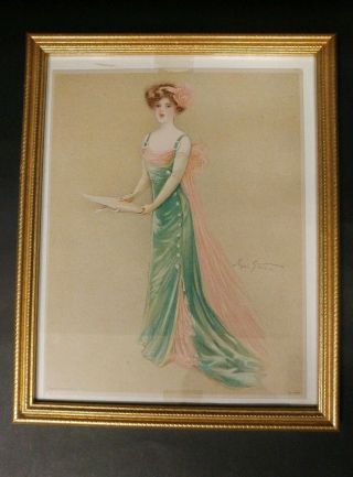 1909 The Singer Lithograph Art Print Victorian Girl Woman Female By Maud Stumm