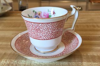 Vintage Teacup And Saucer Crown Stafforshire Handpainted