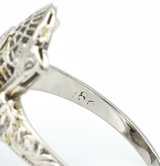 Antique 18K White Gold 0.  10 TCW Diamond Filigree Cocktail Ring 3g Sz 6 G/H VS - 2 7