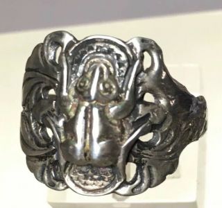 Antique Old Chinese Silver Frog Adjustable Ring Size 9