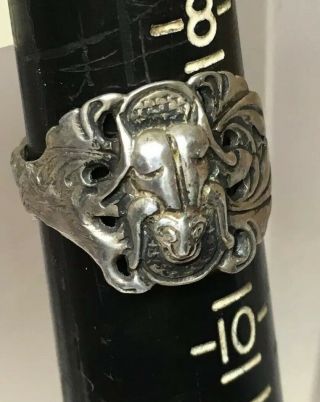 Antique Old Chinese Silver Frog Adjustable Ring Size 9 4