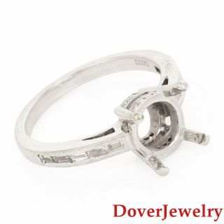 Modern Diamond 18k White Gold Mounting Engagement Ring Nr
