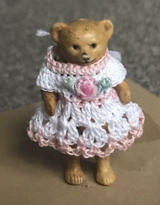 Antique All Bisque Teddy Bear Hertwig German Wire Jtd Miniature 2” Nr Cute