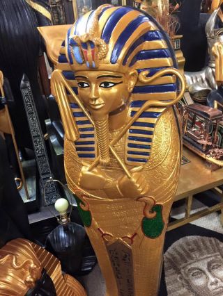 Vintage Life Size Hand Made Egyptian King Tut Coffin 48  Made In Egypt