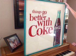 Large Vintage 1960s Coca Cola Soda Pop Gas Station Metal Sign 36 