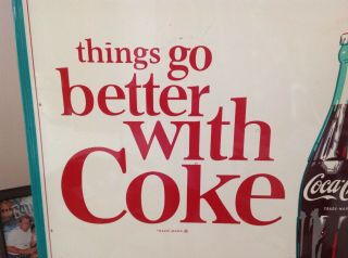 Large Vintage 1960s Coca Cola Soda Pop Gas Station Metal Sign 36 