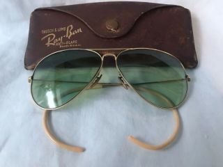 Vintage Ray Ban B&l 1/10 12k Gf Gold - Filled Aviator Shooter Sunglasses W/ Case