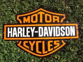Vintage Harley Davidson Logo Porcelain Advertising Metal Sign Large 24 " Heavy