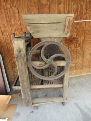 Antique Buckeye Cider Press Cast Iron & Oak Wood Great