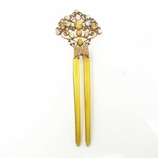 Nyjewel Estate Antique 10k Gold Opal Gemstone Large Hair Pin 5.  5 X 2 Inches