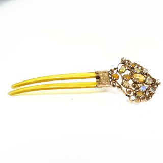 NYJEWEL Estate Antique 10k Gold Opal Gemstone Large Hair Pin 5.  5 x 2 Inches 3