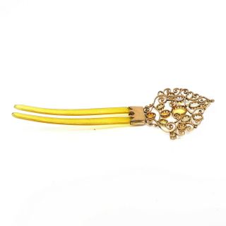 NYJEWEL Estate Antique 10k Gold Opal Gemstone Large Hair Pin 5.  5 x 2 Inches 4