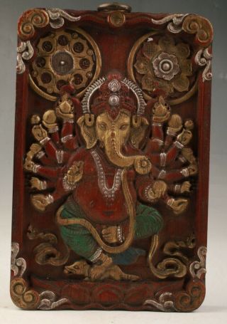 Chinese Wood Hand Carving Elephant Thousand Hand Buddha Pendant Spiritual Gift