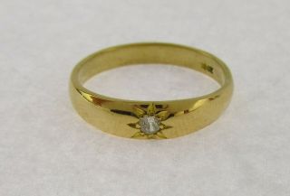 Antique 18ct Gold & Single Gypsy Set Diamond Ring,  B 