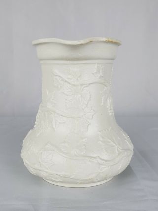 1846 MINTON WHITE SALT GLAZE RELIEF MOLDED PRIZE WINNING PITCHER FIGURAL HANDLE 3