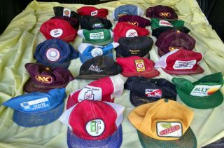 26 Vintage Truckers Caps Seed/ag/farm Logos Mesh Snap Back All K Products Usa
