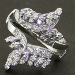 Vintage Heavy 18k Wg 1.  62ctw Vs Diamond Cluster Wedding Ring Jacket Size 9.  25