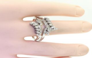 Vintage heavy 18K WG 1.  62CTW VS diamond cluster wedding ring jacket size 9.  25 6