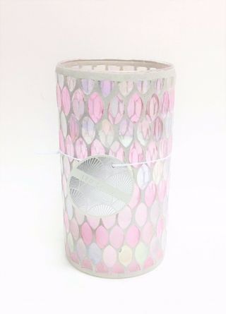 IRIDESCENT LIGHT PINK,  CLEAR GLASS MOSAIC LED LIGHT,  BATTERY OPERATED CANDLE 2