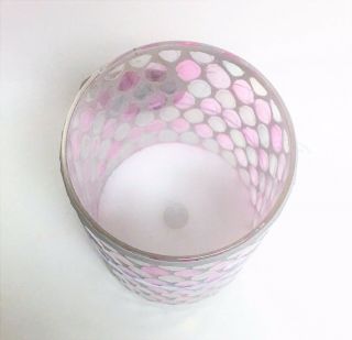IRIDESCENT LIGHT PINK,  CLEAR GLASS MOSAIC LED LIGHT,  BATTERY OPERATED CANDLE 4