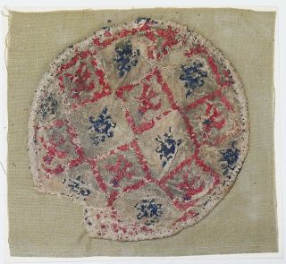 13 - 15c Antique Textile Fragment - Dyeing And Weaving
